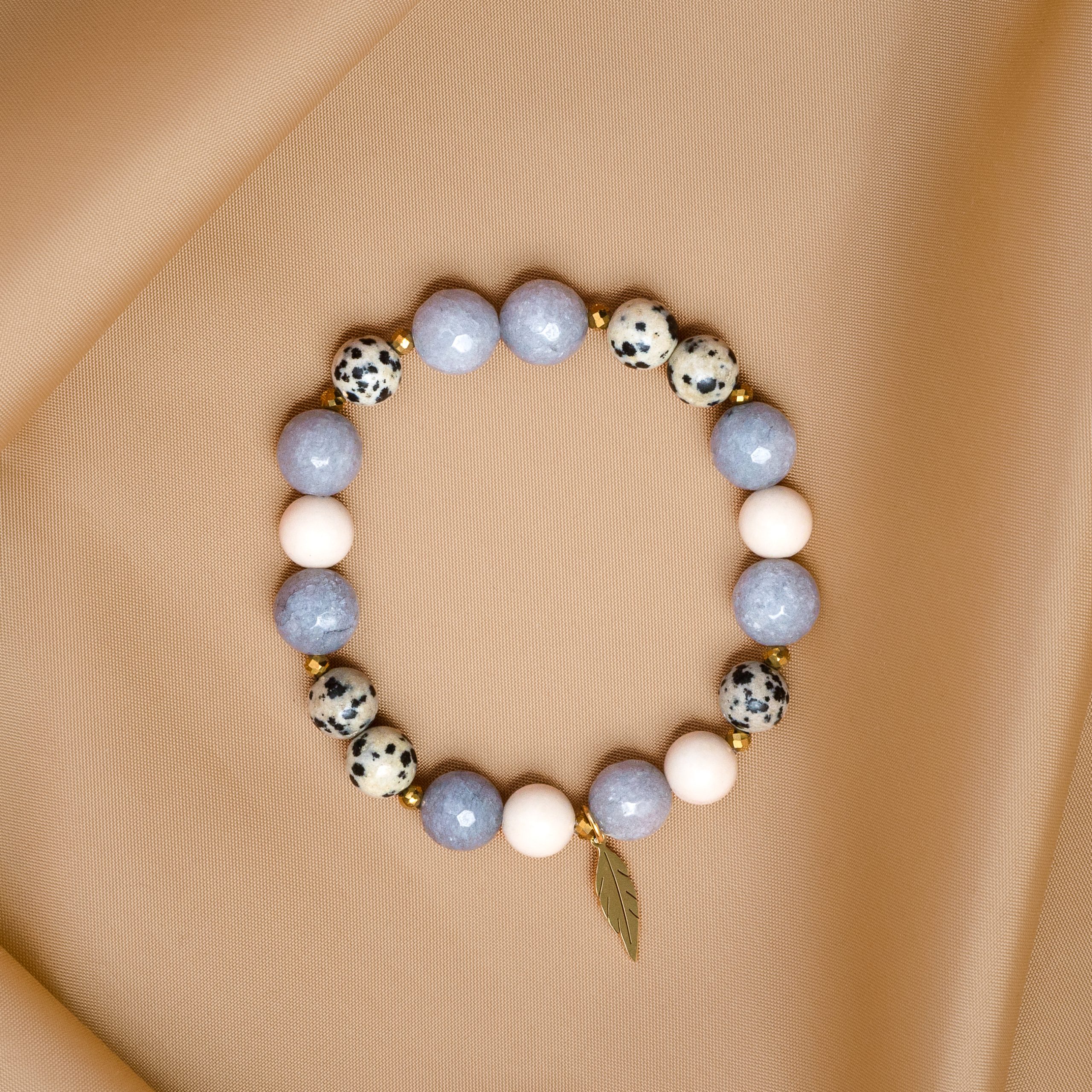 Bransoletka Jadeit i Jaspis Dalmatyński z zawieszką