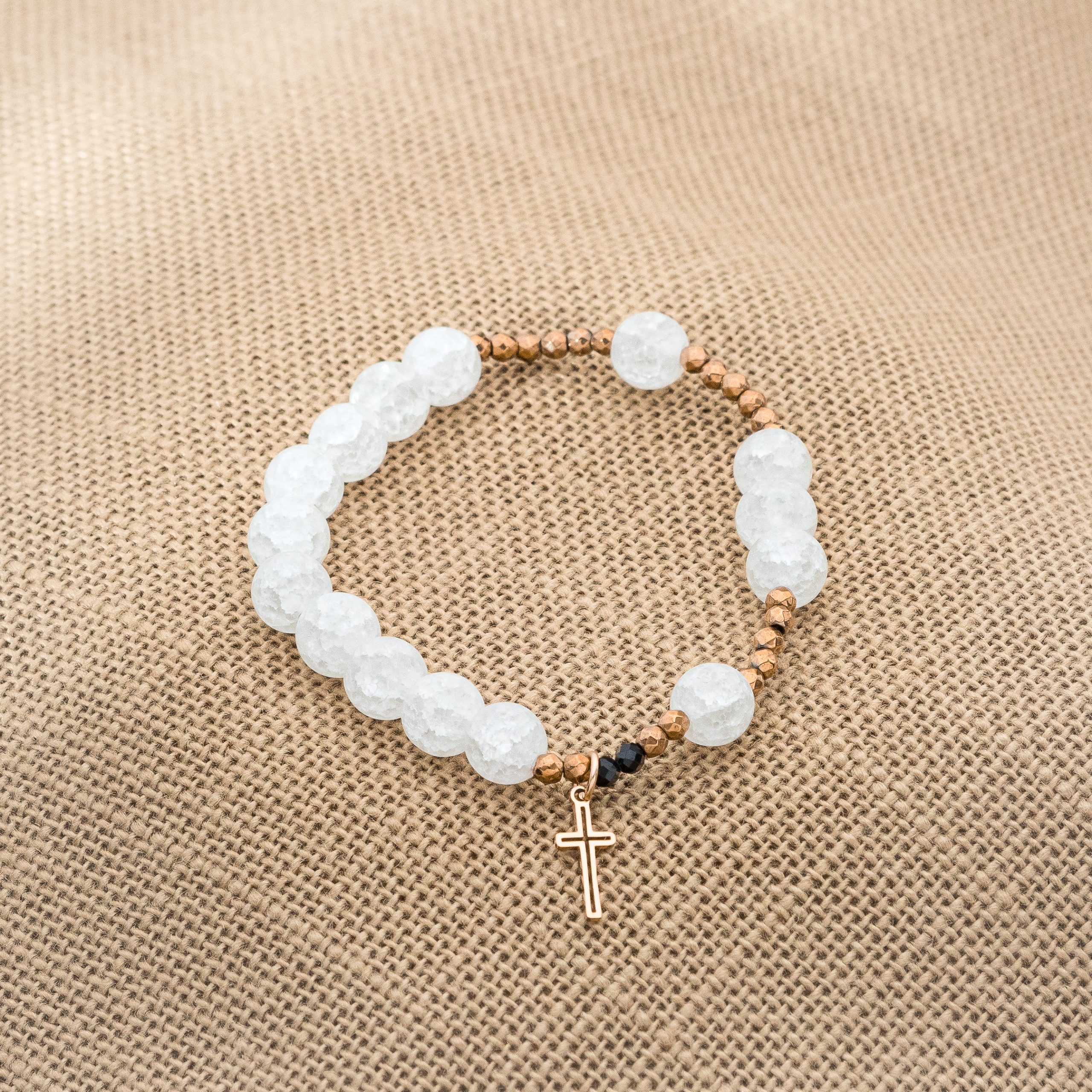 Bransoletka Różaniec Kryształ Górski