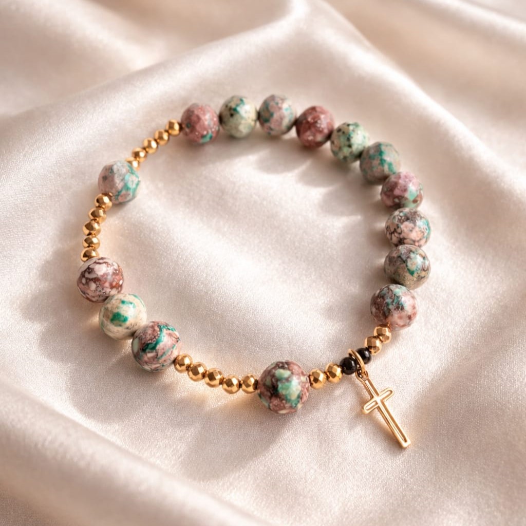 Bransoletka Różaniec Turkus afrykański