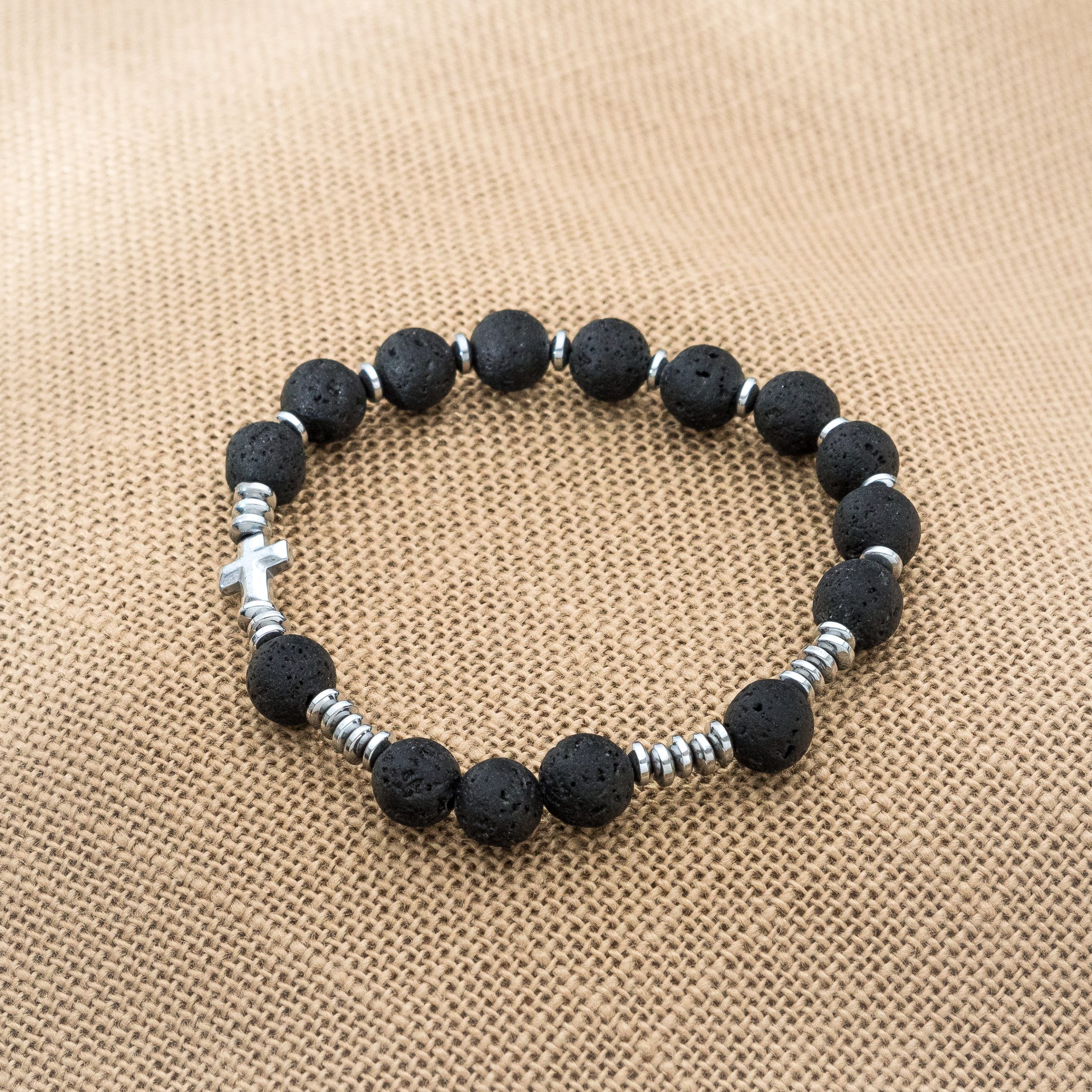 Męska Bransoletka Różaniec Lawa wulkaniczna