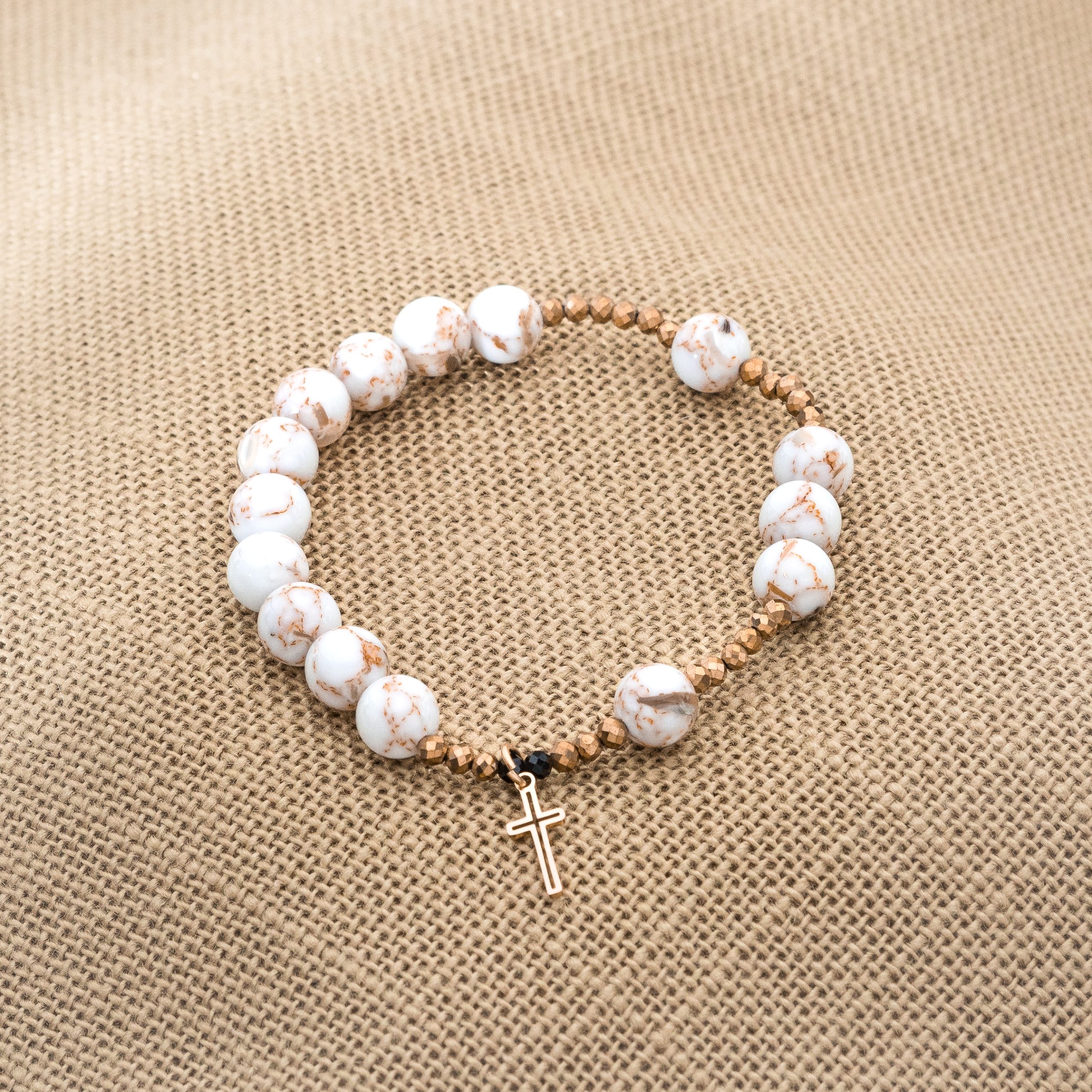 Bransoletka Różaniec złoty Howlit