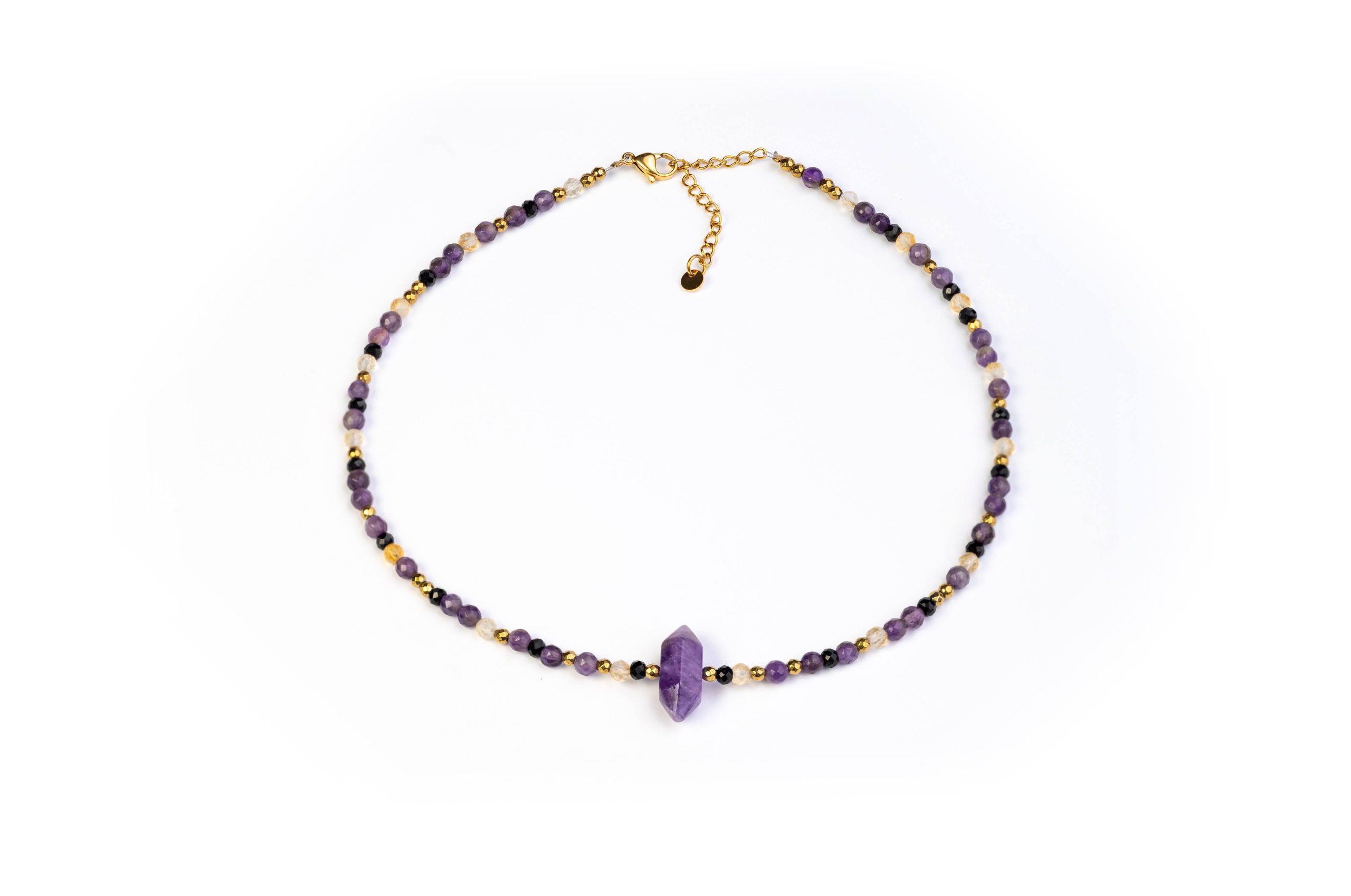 Naszyjnik choker GROT Ametyst Turmalin Cytryn