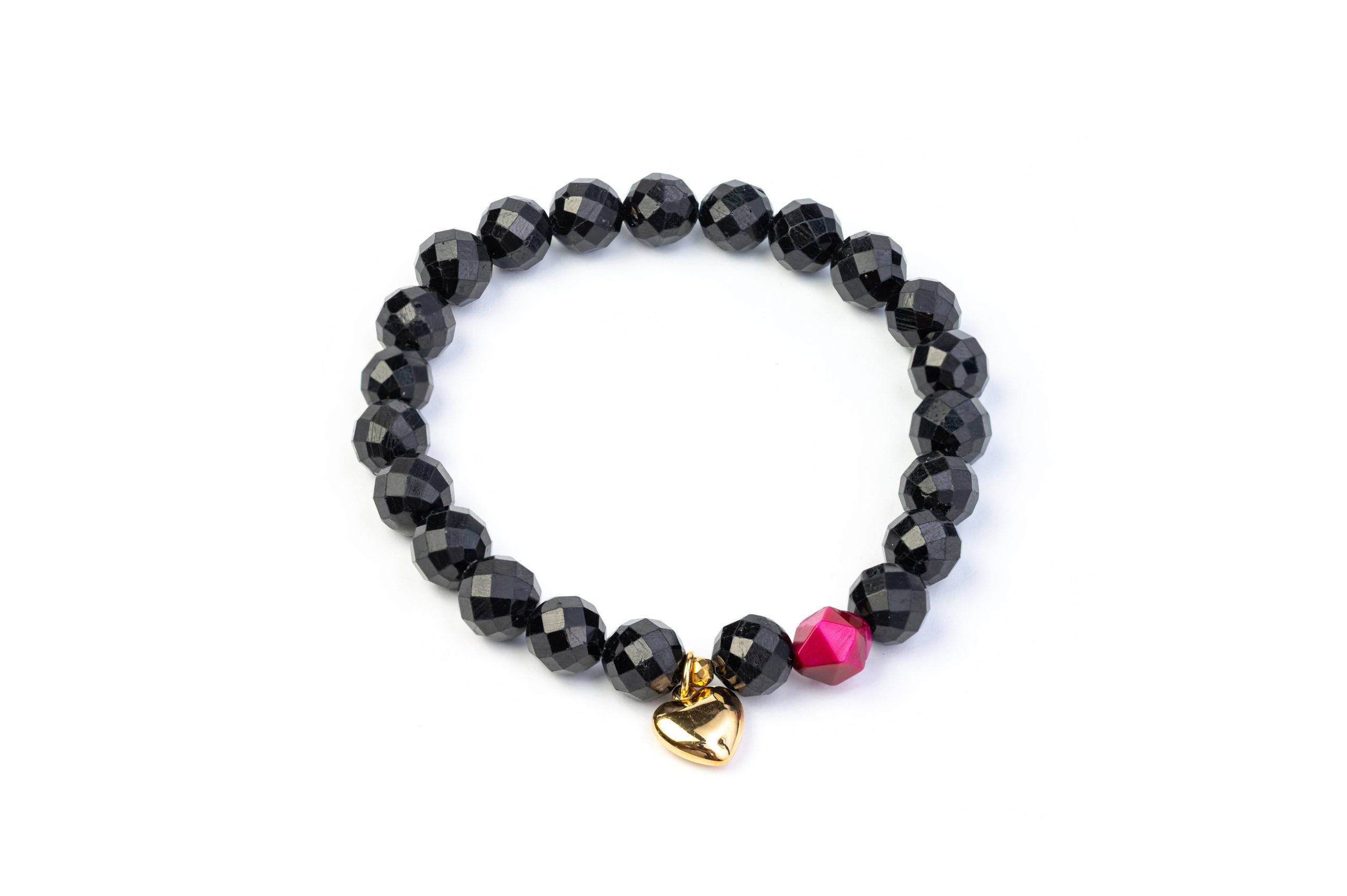Bransoletka Turmalin i Tygrysie Oko z serduszkiem