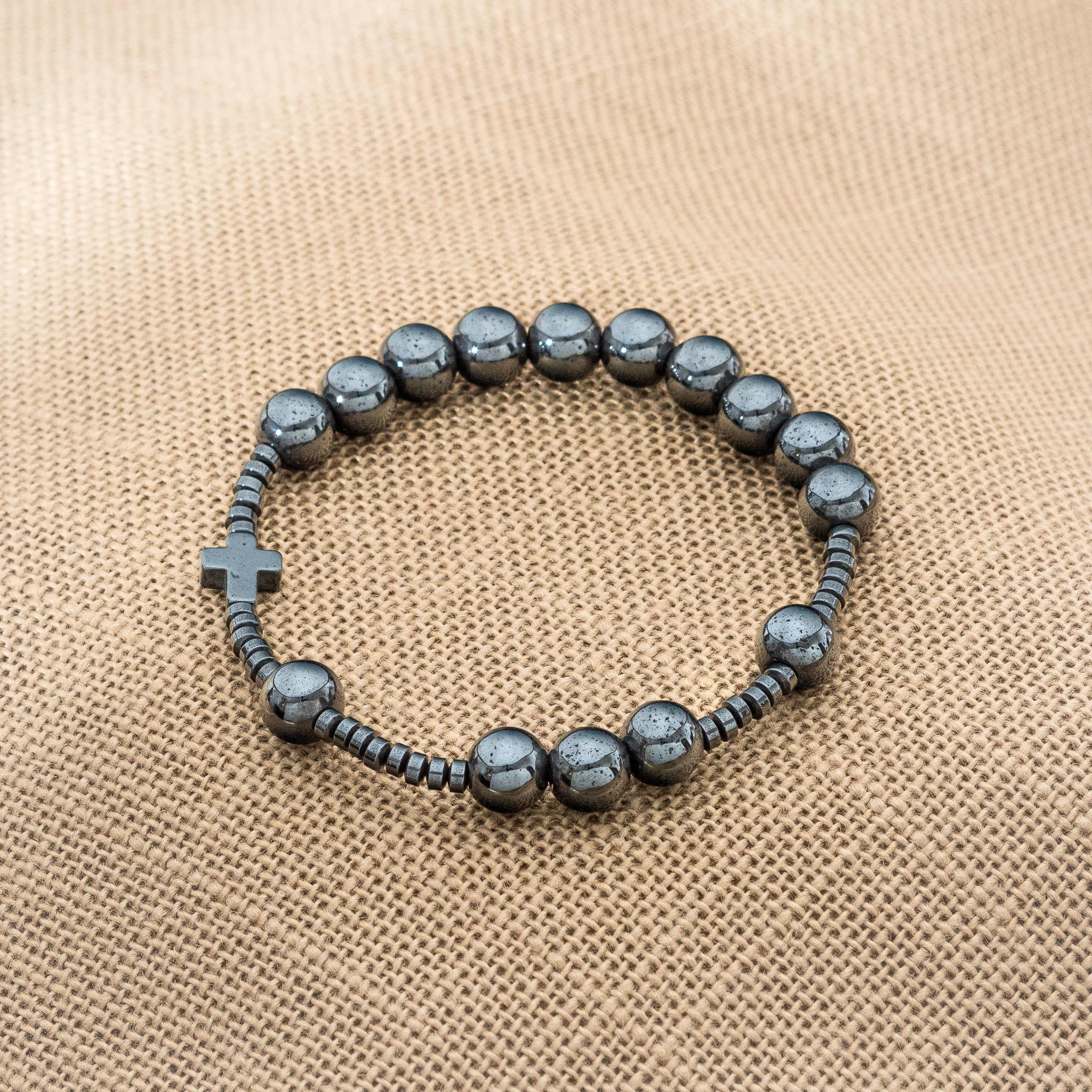 Męska Bransoletka Różaniec Hematyt grafitowy