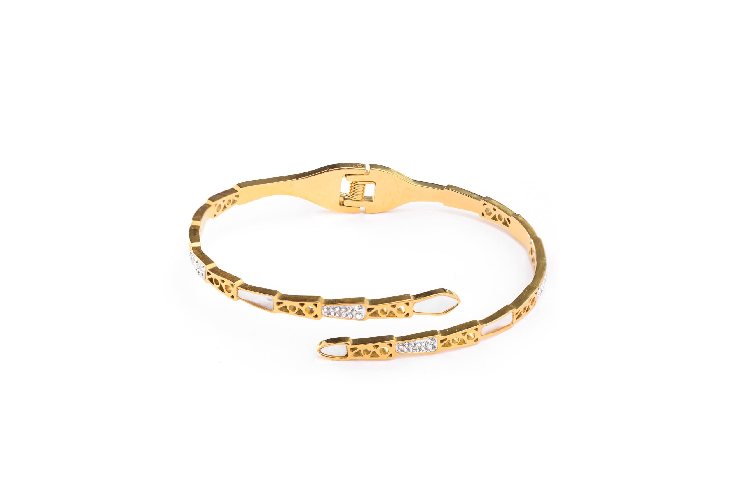 Otwierana bransoleta z masą perłową