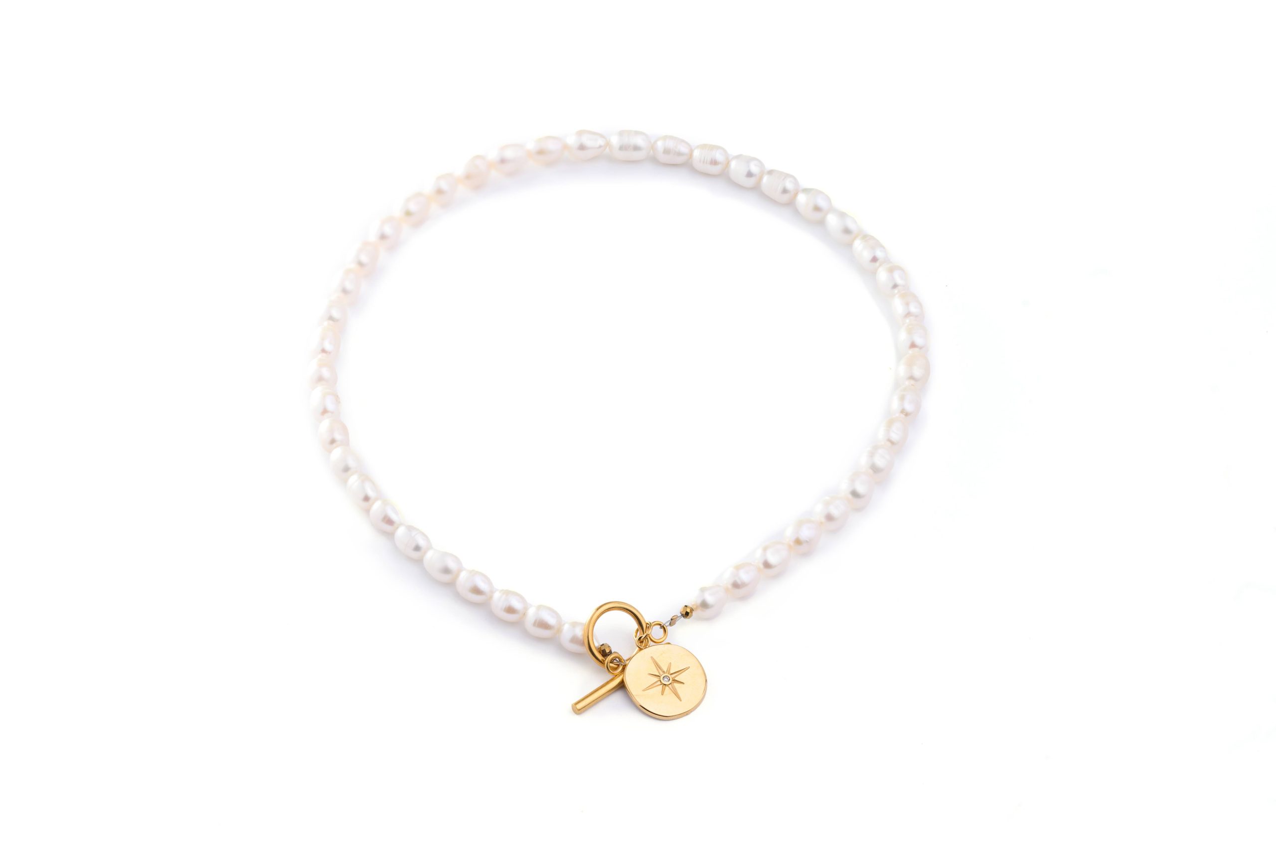 Naszyjnik z Pereł naturalnych z zawieszką iskierki