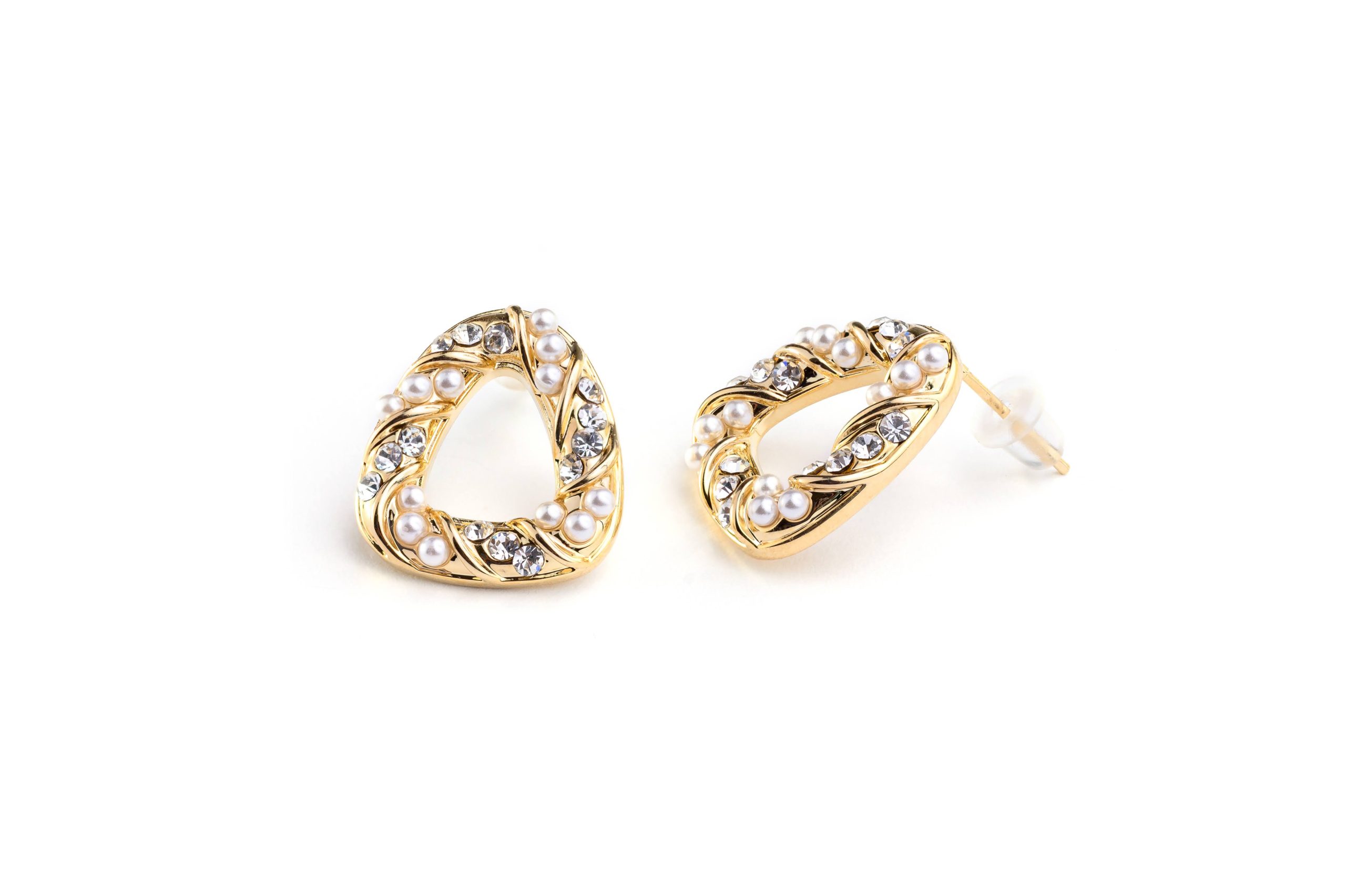 Kolczyki perłowe trójkąty