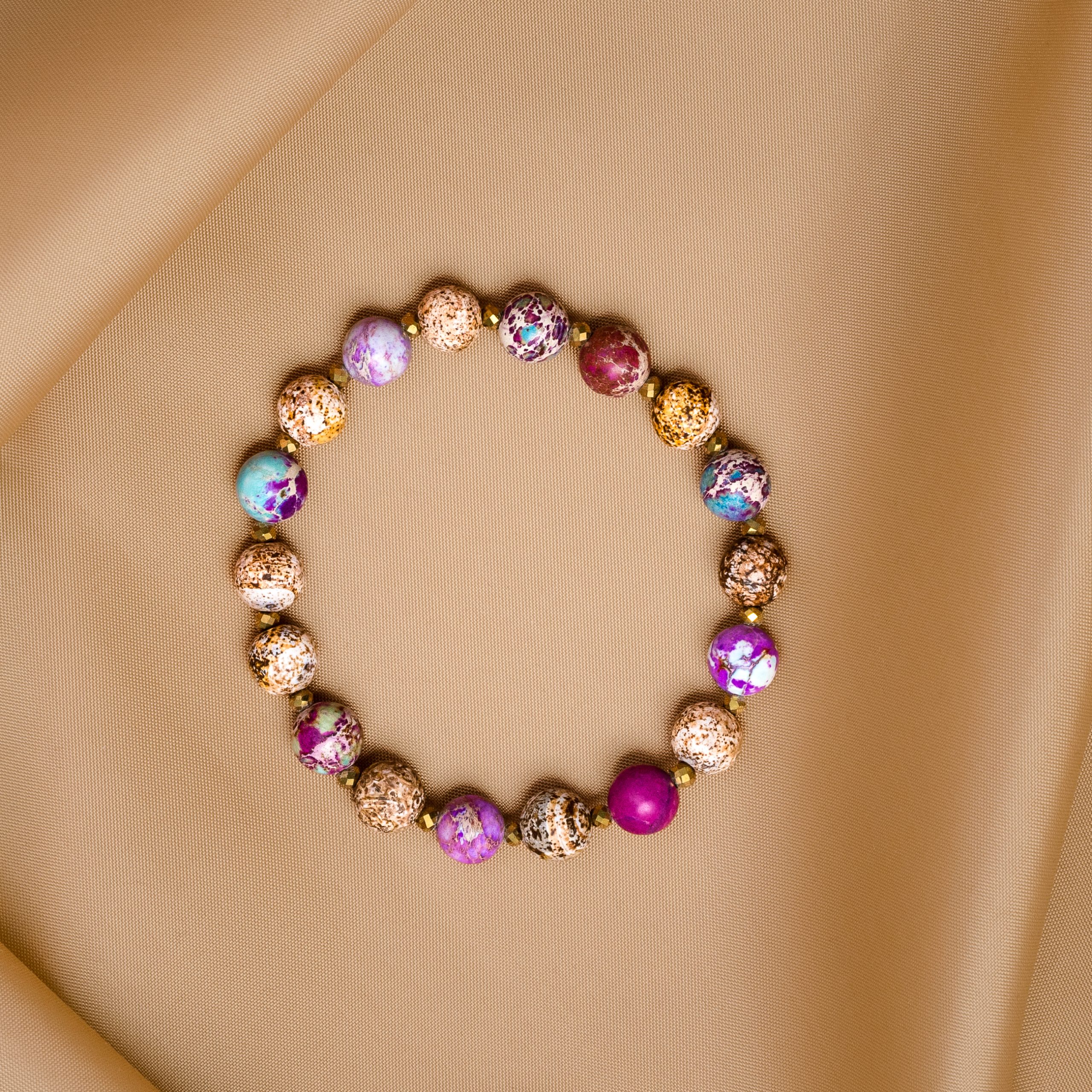 Bransoletka z fioletowego Jaspisu cesarskiego i Jaspisu Kalahari