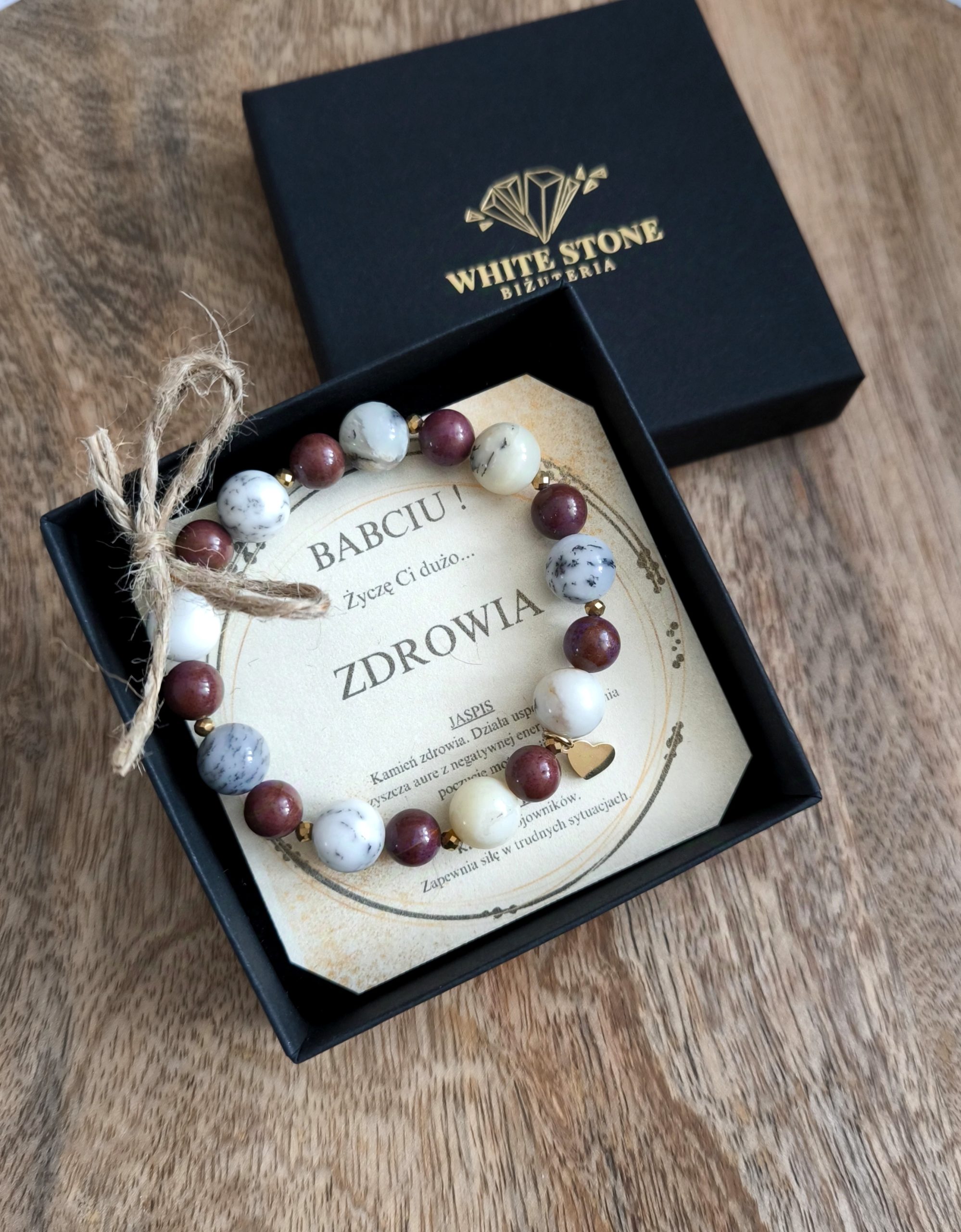 Bransoletka Jaspis cieniowany z serduszkiem