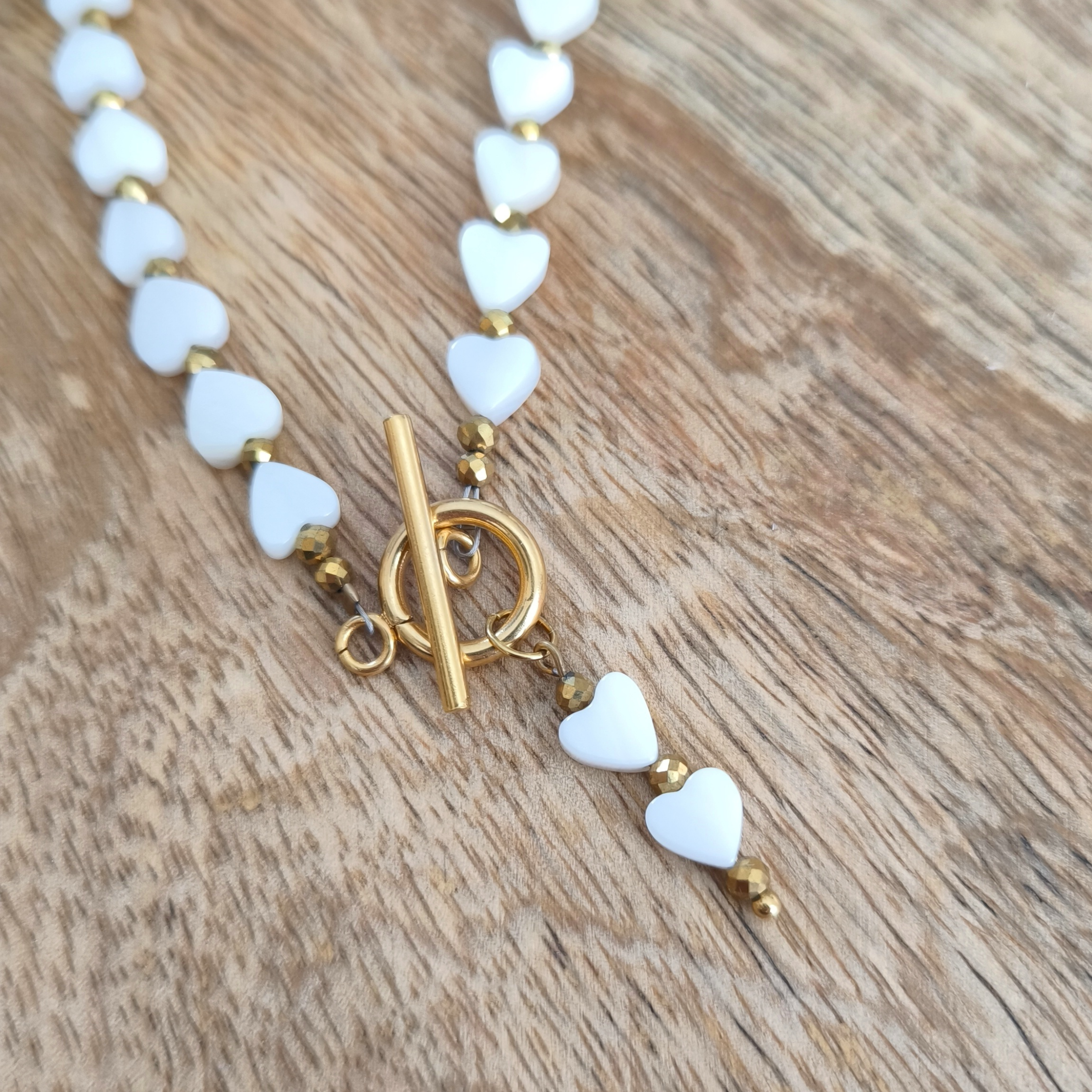 Naszyjnik serduszka Masa Perłowa