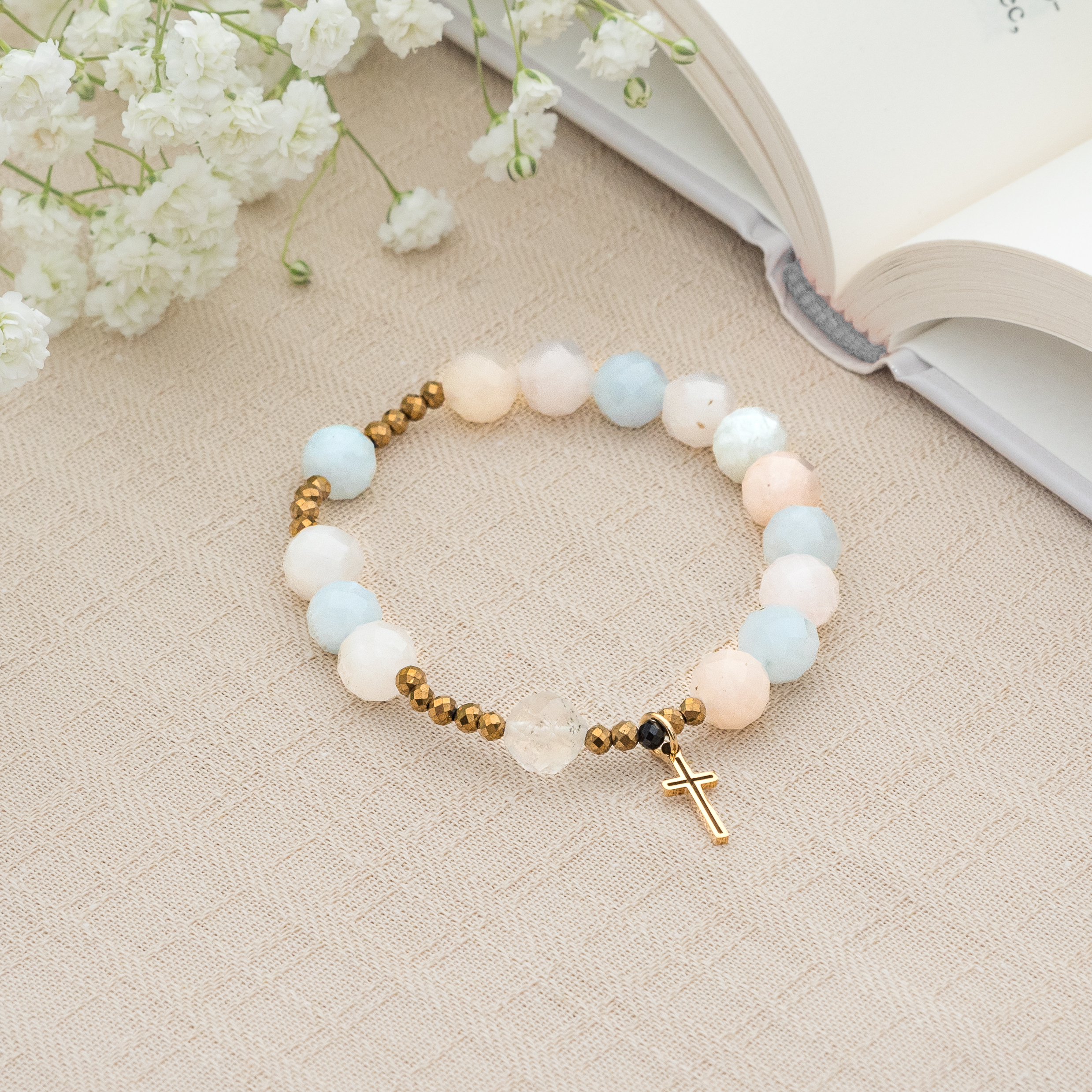 Bransoletka Różaniec Morganit