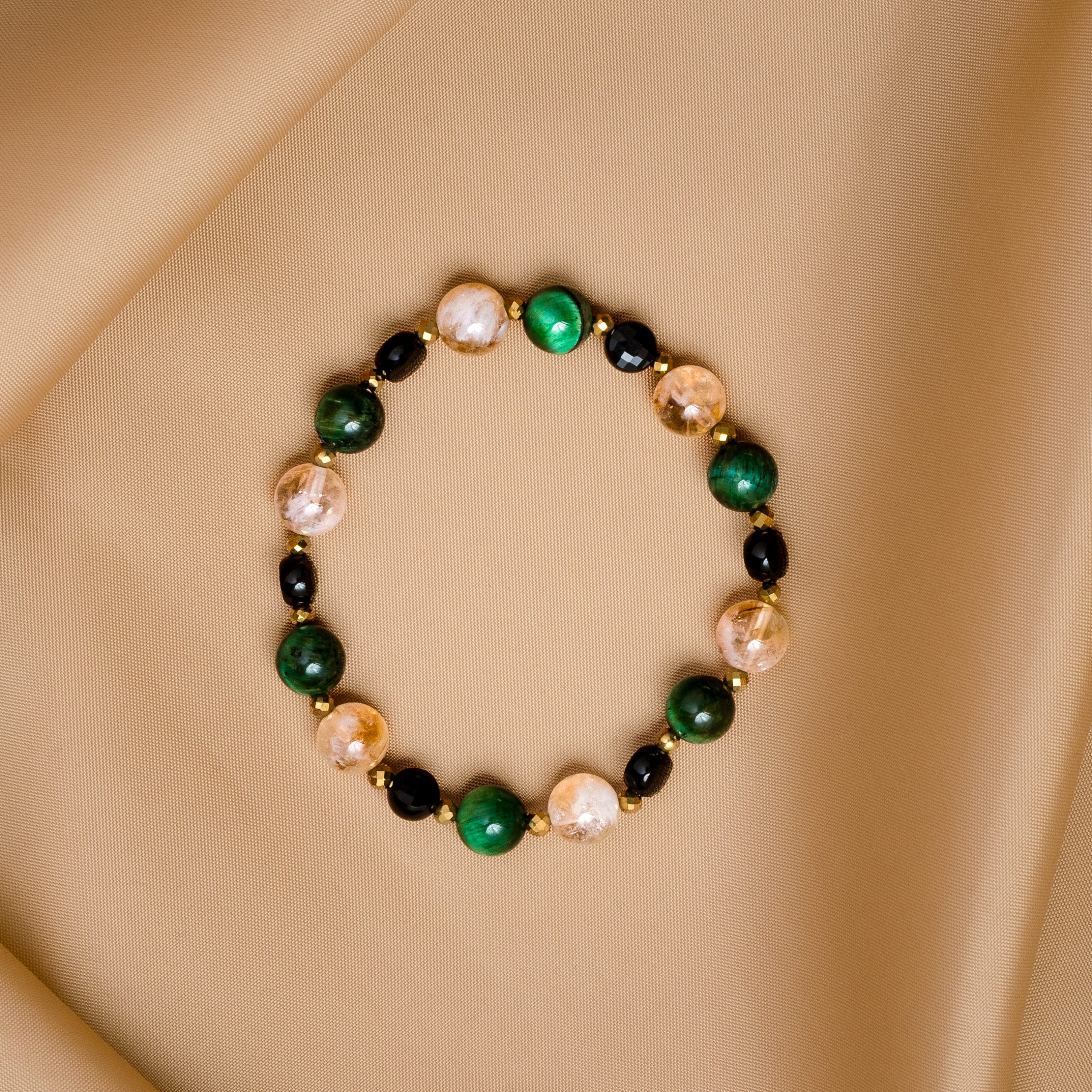 Bransoletka Cytryn i zielone Tygrysie oko