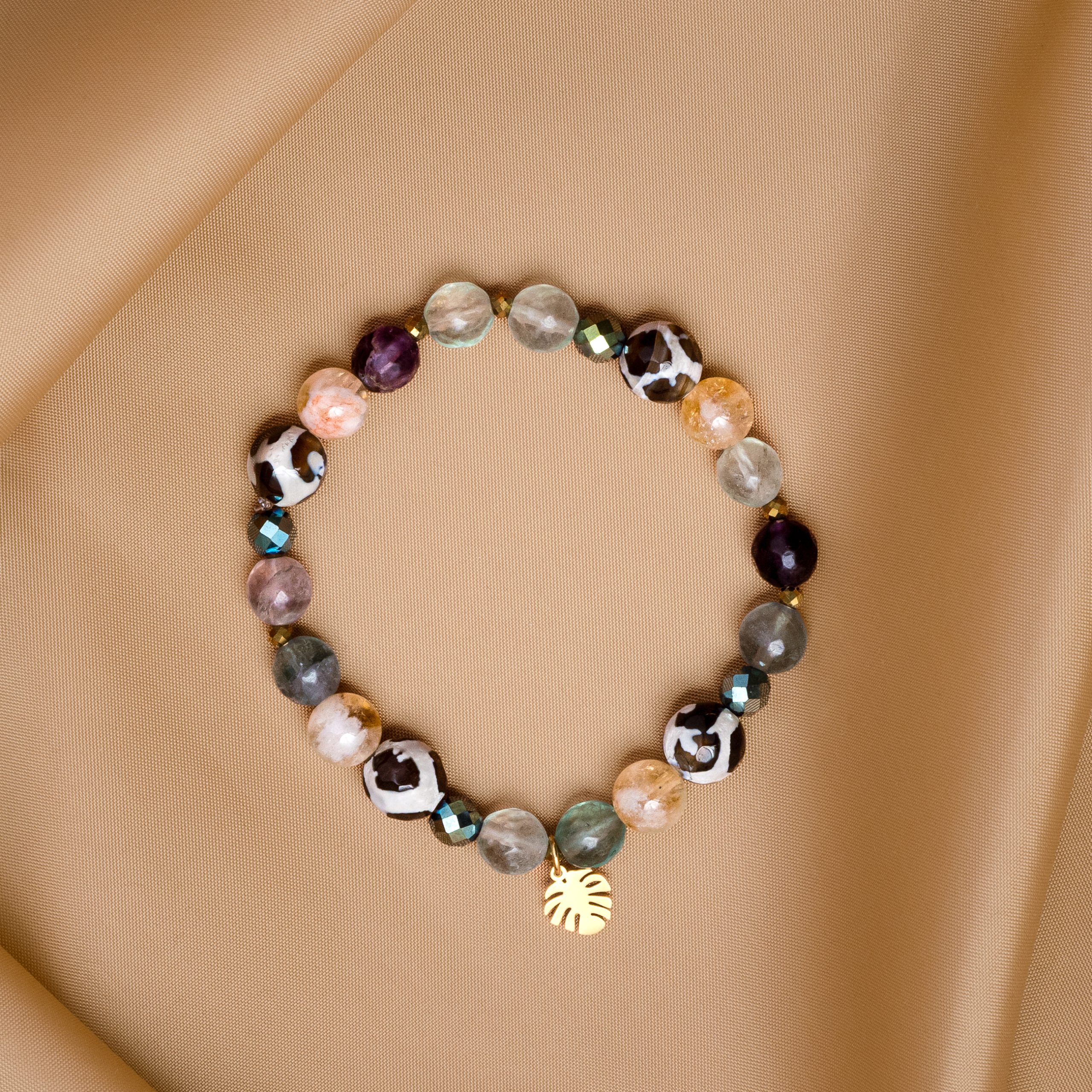 Bransoletka z Fluorytem i zawieszką monstery