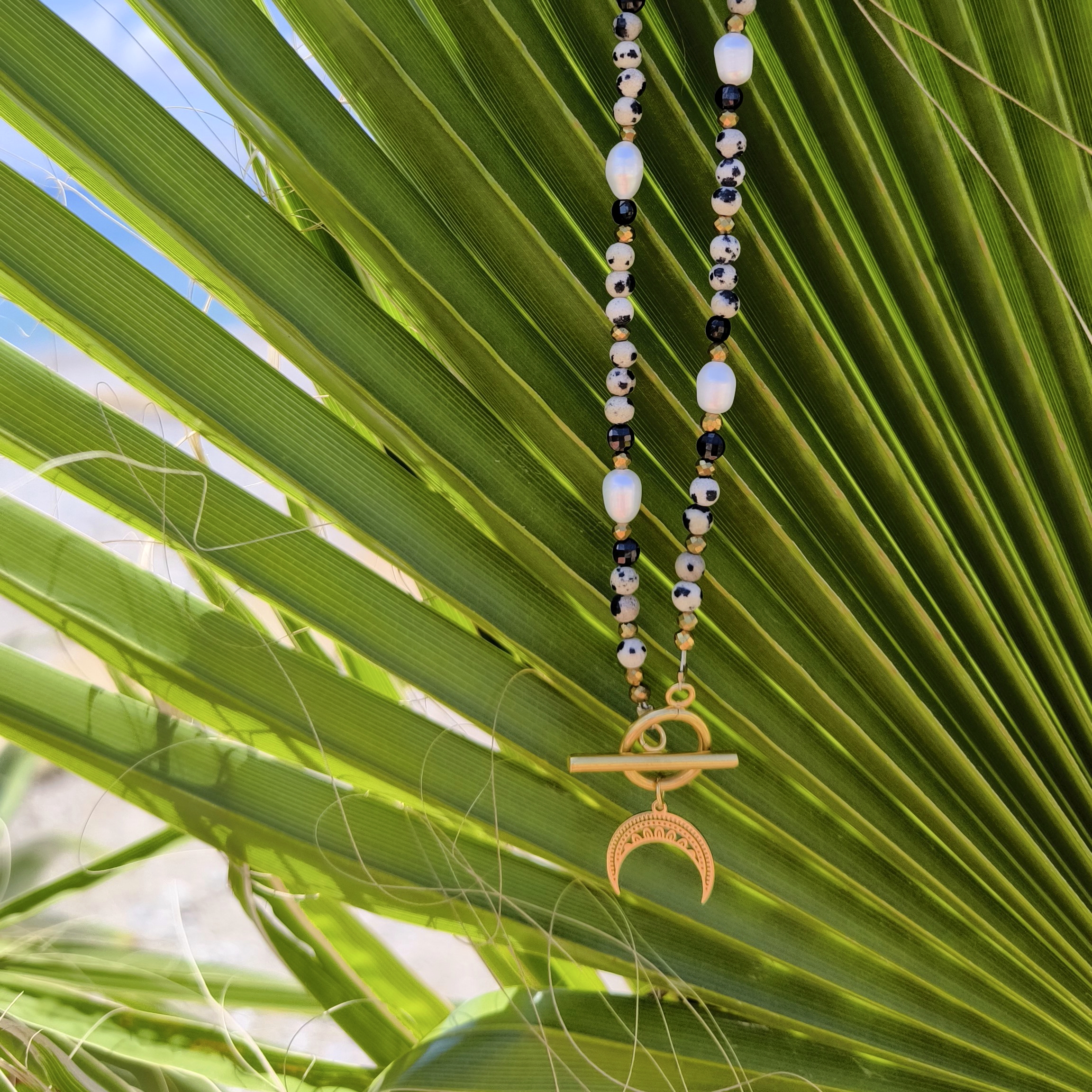 Naszyjnik z Jaspisu dalmatyńskiego i Pereł