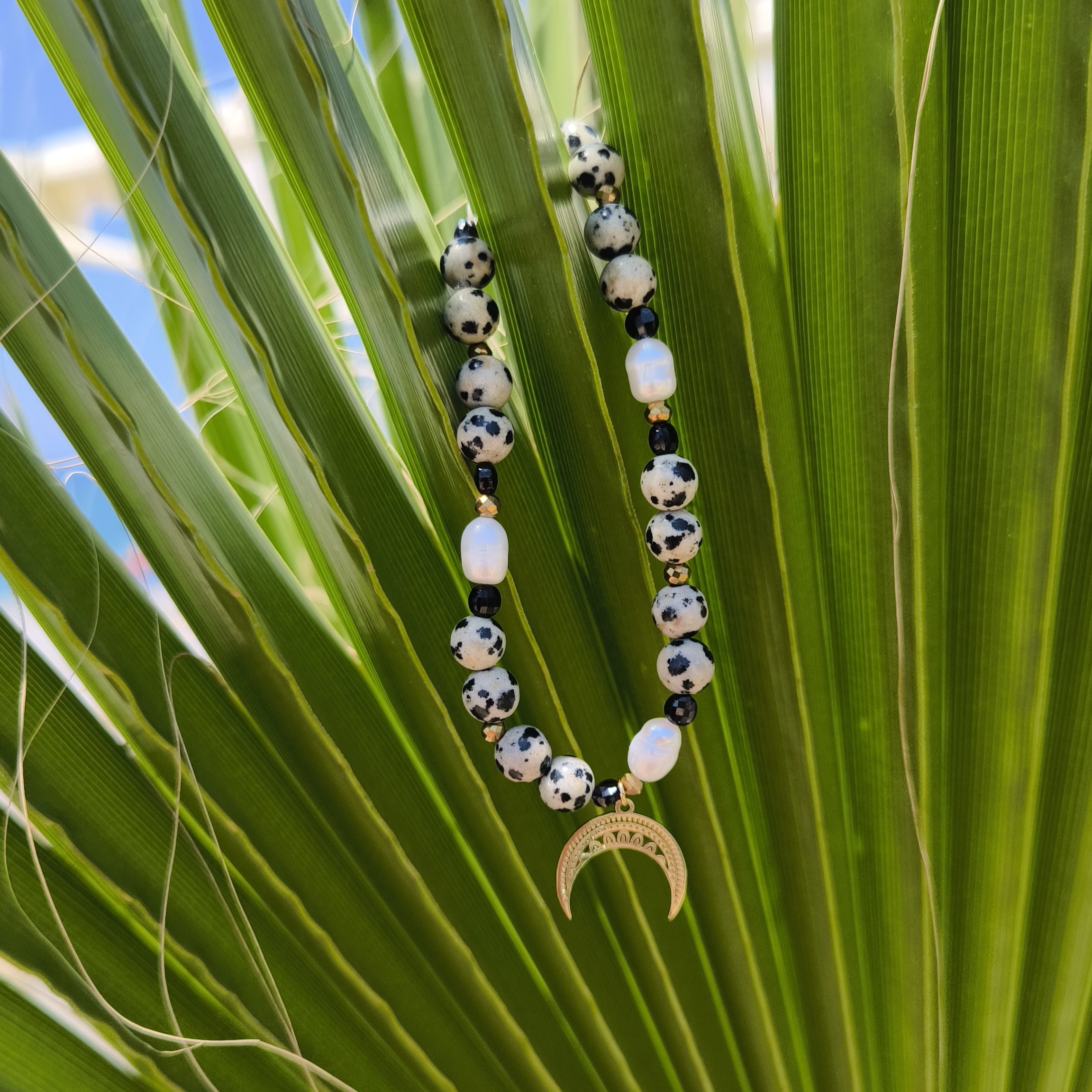 Bransoletka z Jaspisem, Perłą i zawieszką półksiężyca