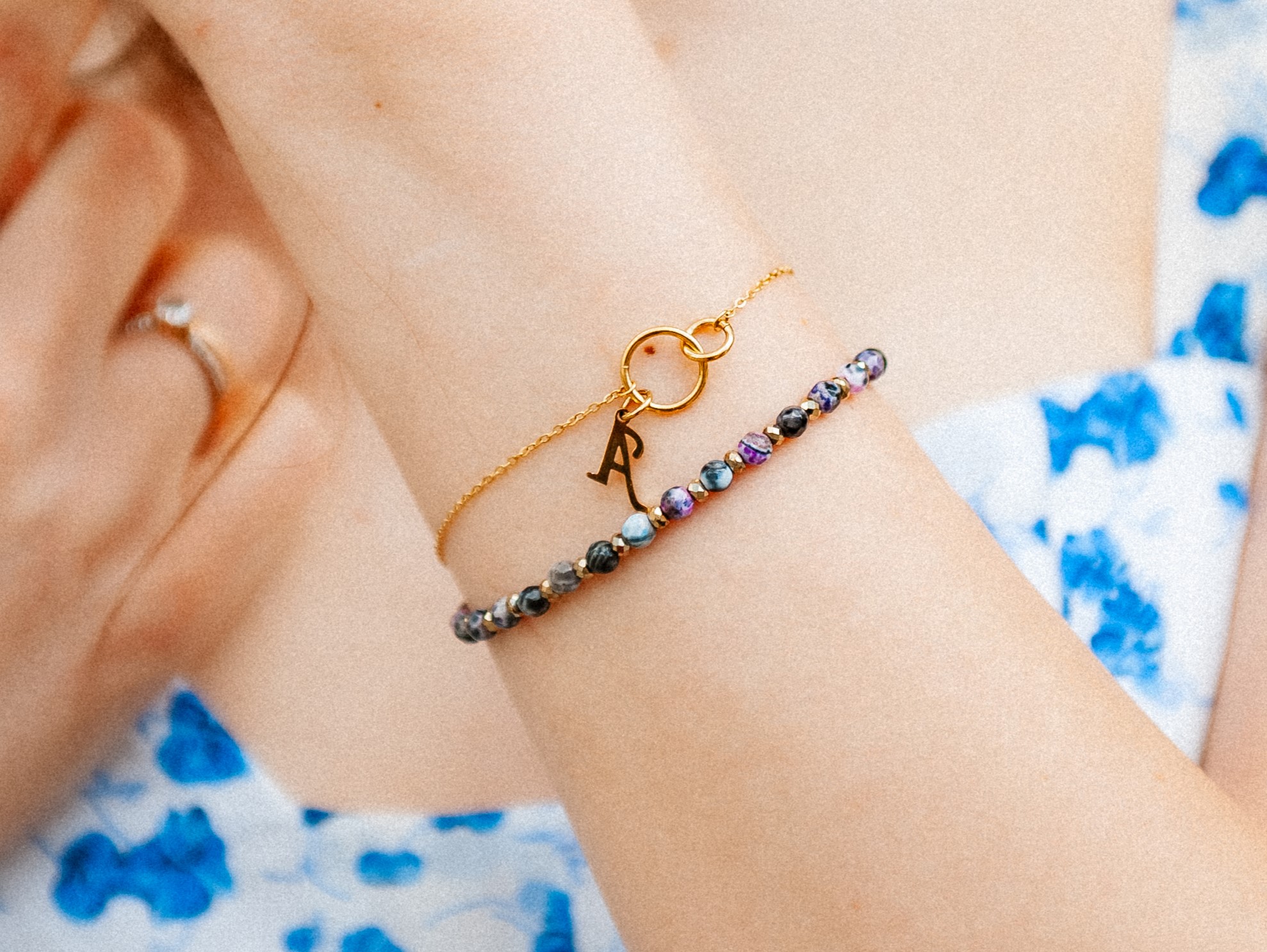 Podwójna bransoletka AGAT z Twoją literką