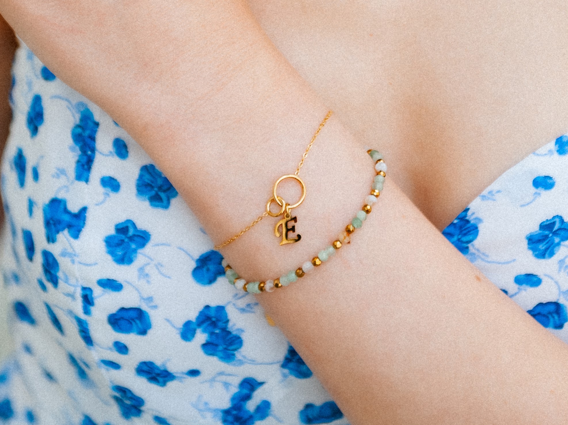 Podwójna bransoletka AWENTURYN i CYTRYN z Twoją literką