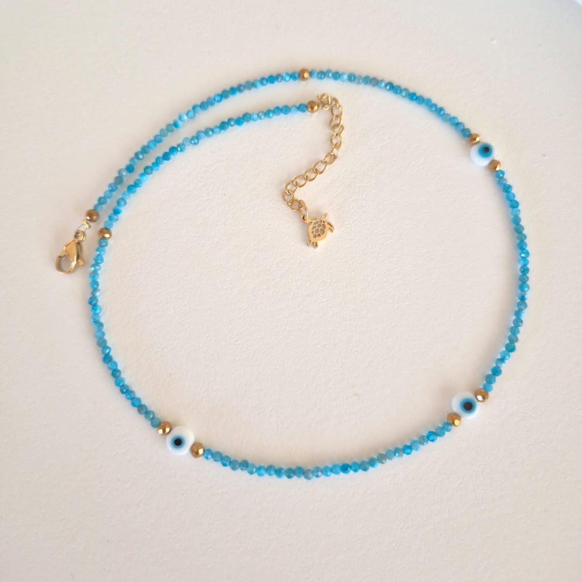 Naszyjnik z błyszczącym Apatytem i Okiem Proroka