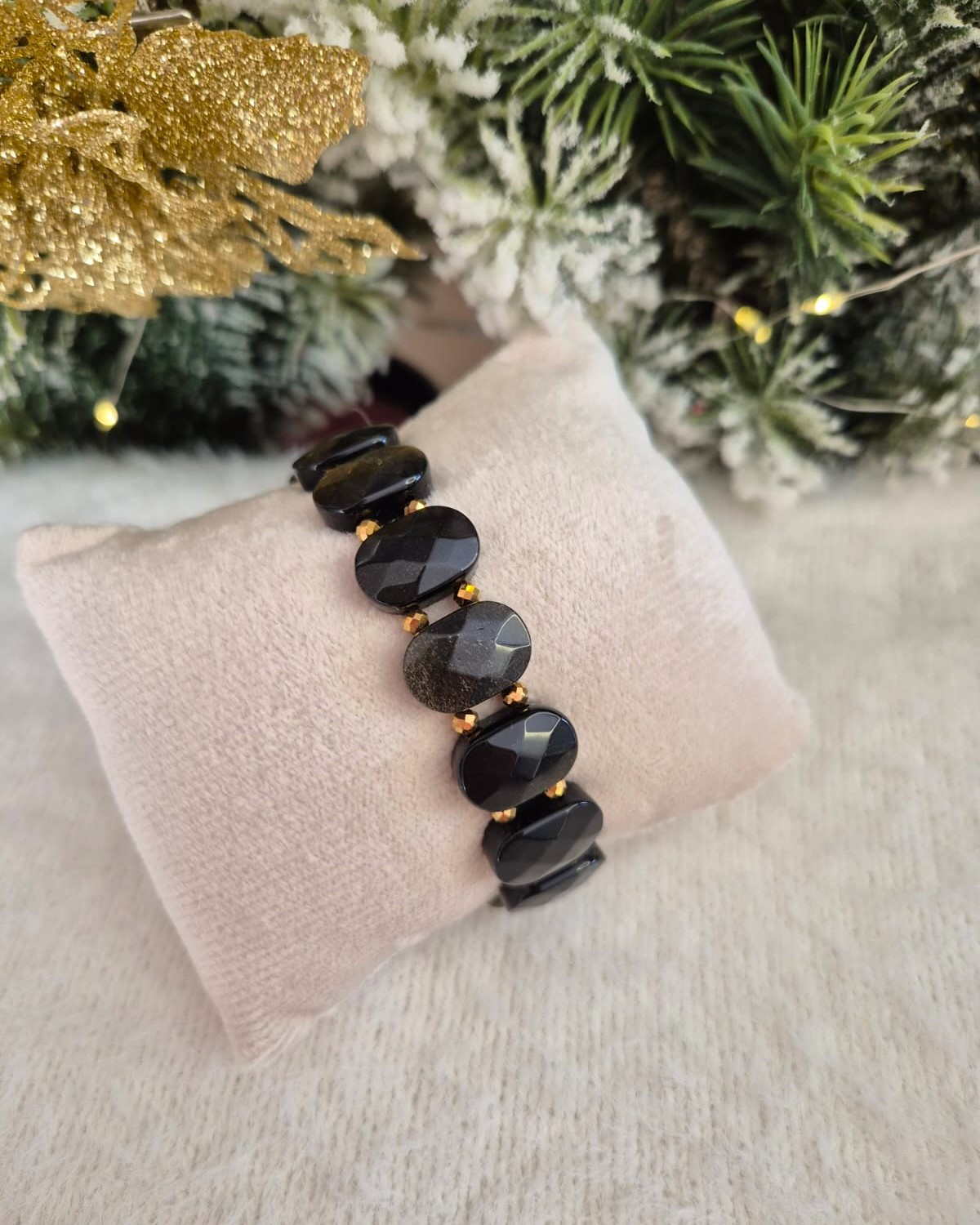 Podwójna bransoletka Złoty Obsydian