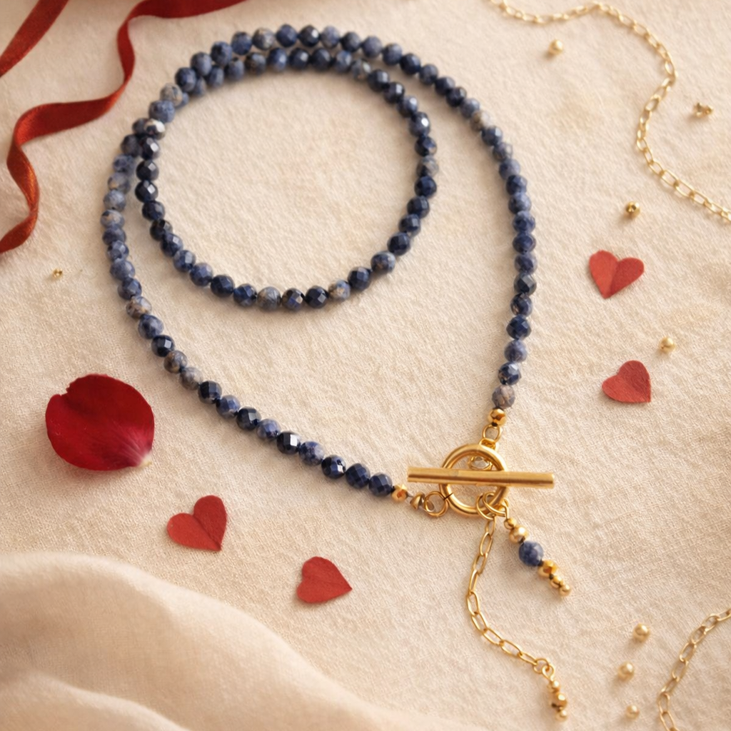 Naszyjnik z naturalnego Szafiru z zapięciem toggle