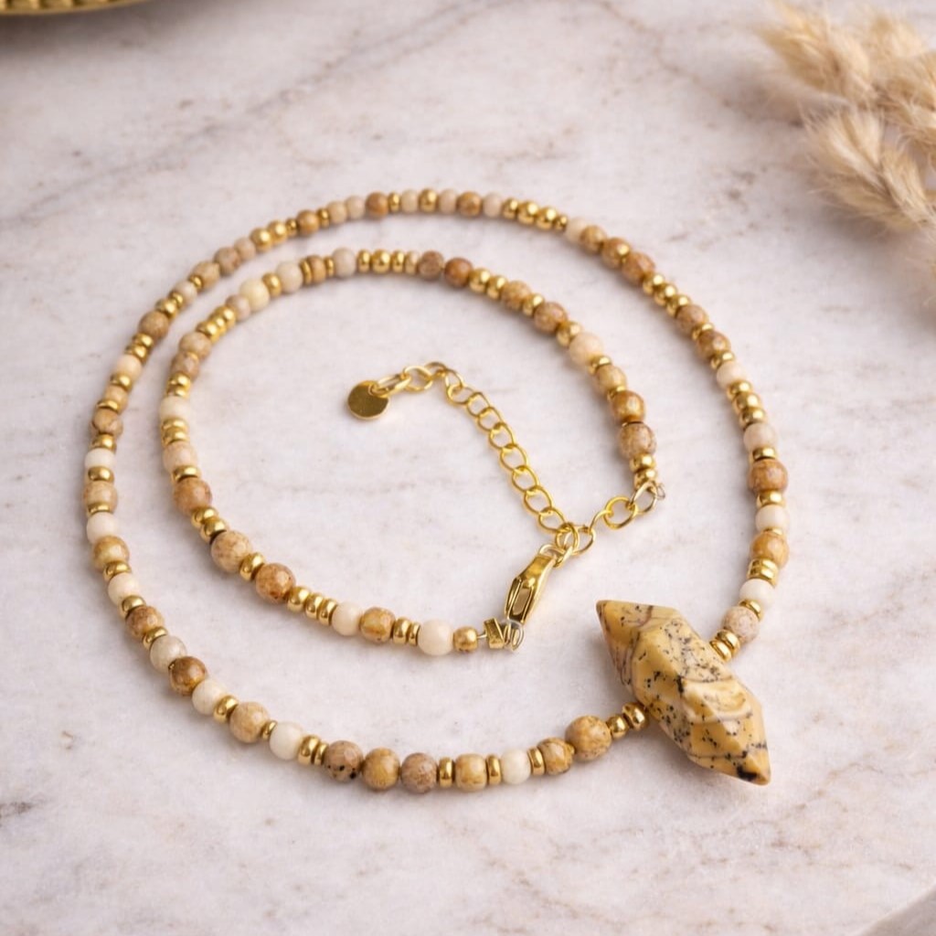 Naszyjnik choker GROT Jaspis obrazkowy