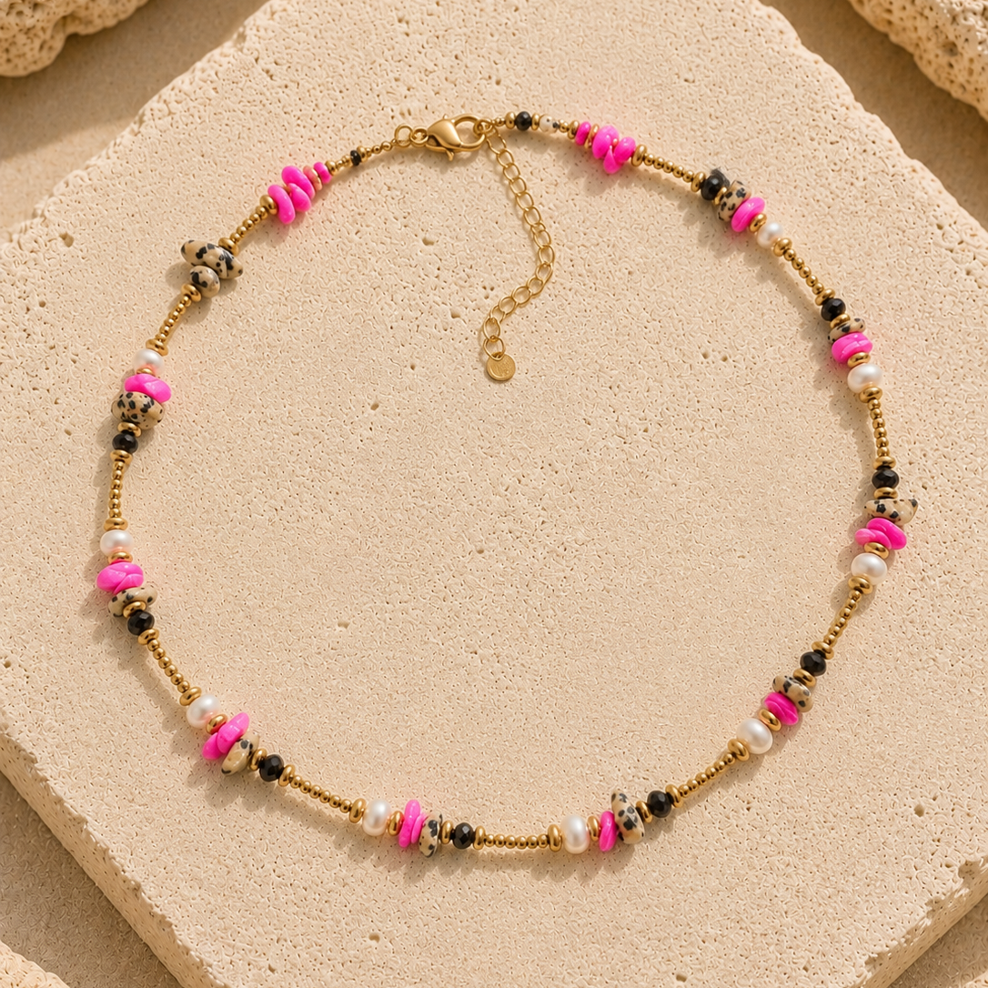 Naszyjnik choker Pink Paradise z Turmalinem