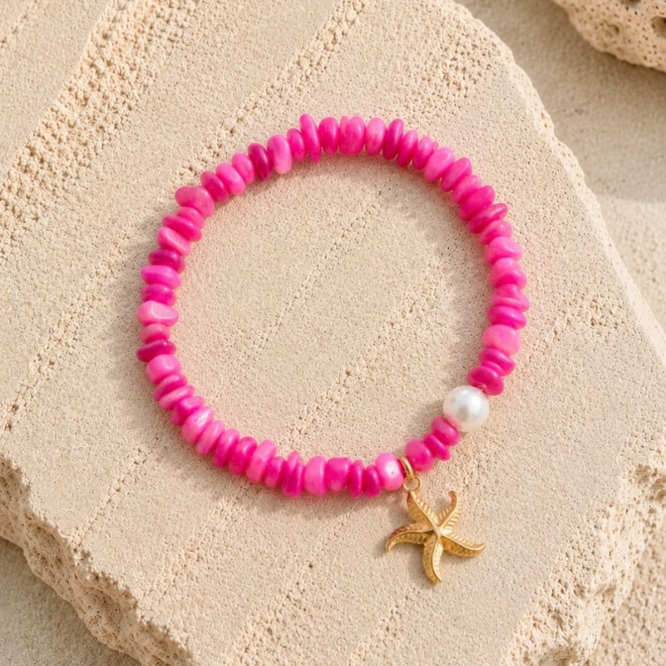Bransoletka Pink Paradise z Perłą i rozgwiazdą