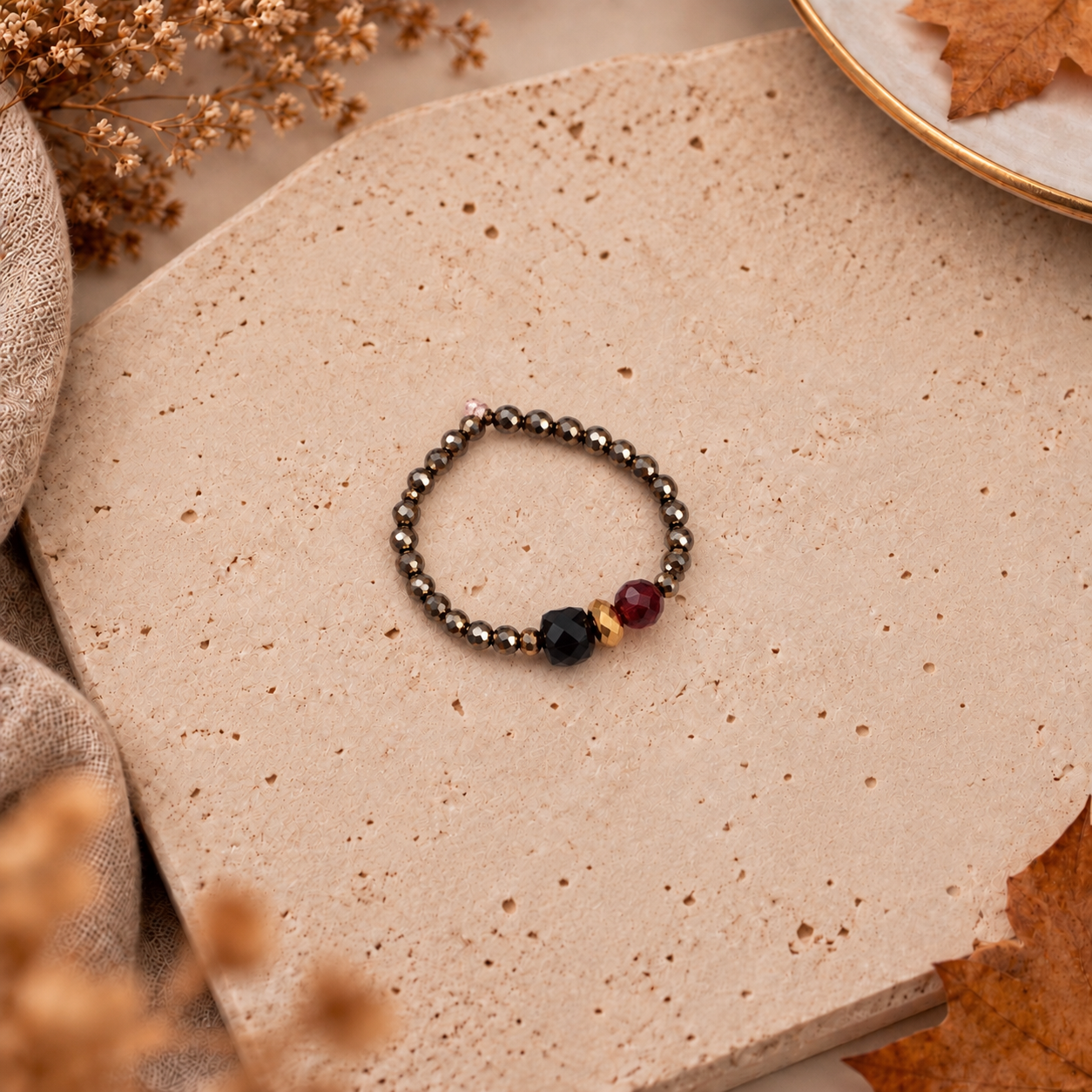 Pierścionek Spinel i Granat