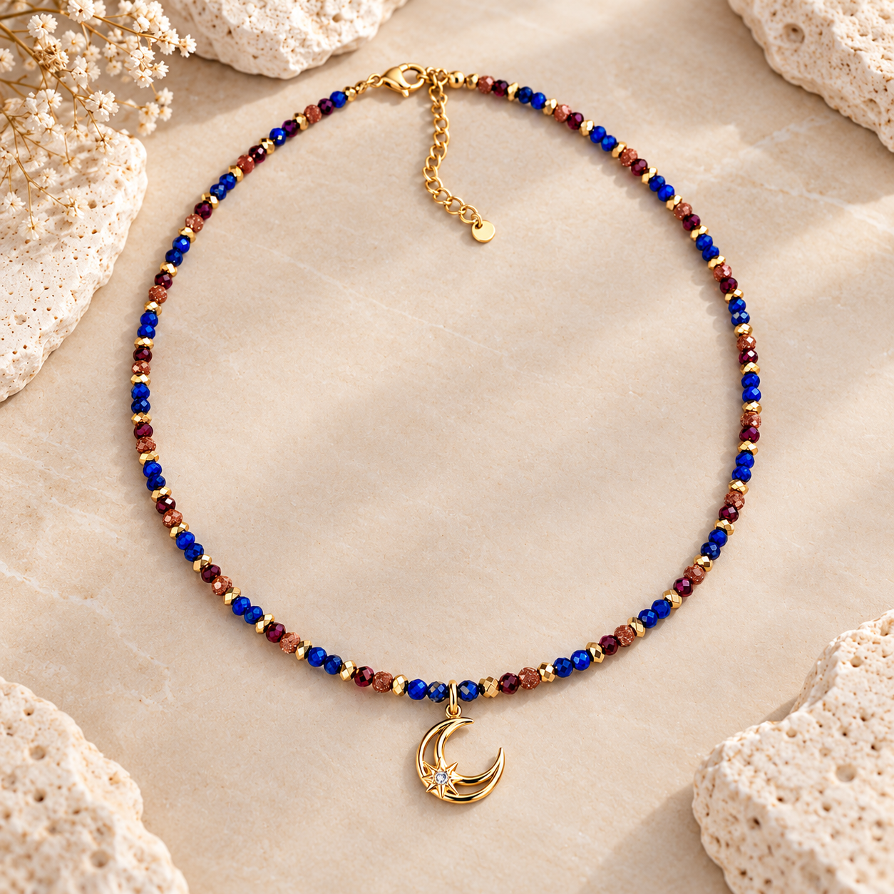 Naszyjnik Lapis lazuli, Piasek pustyni i Granat